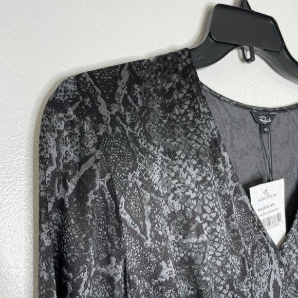 Rails Black Marble Print Long Sleeve Midi Dress Size M Women's NEW - Picture 3 of 10